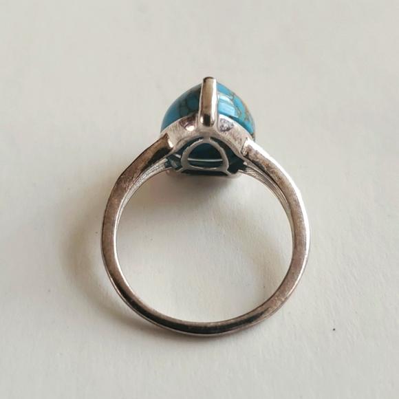DJoy Tear Drop Natural Tourquoise Sterling Silver 925 Ring Stamped Size 6 D'Joy - Picture 5 of 7